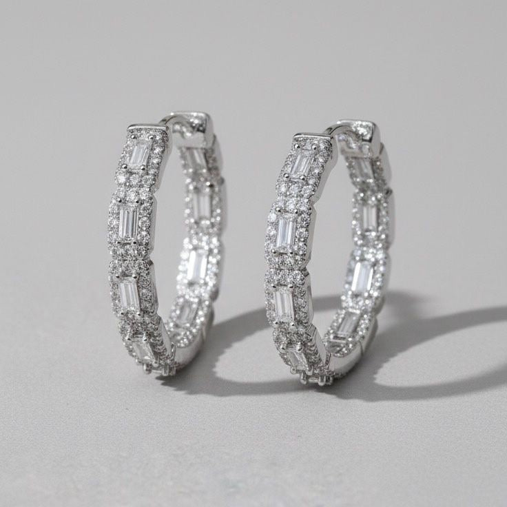 ORECCHINI CERCHIO BAGUETTE