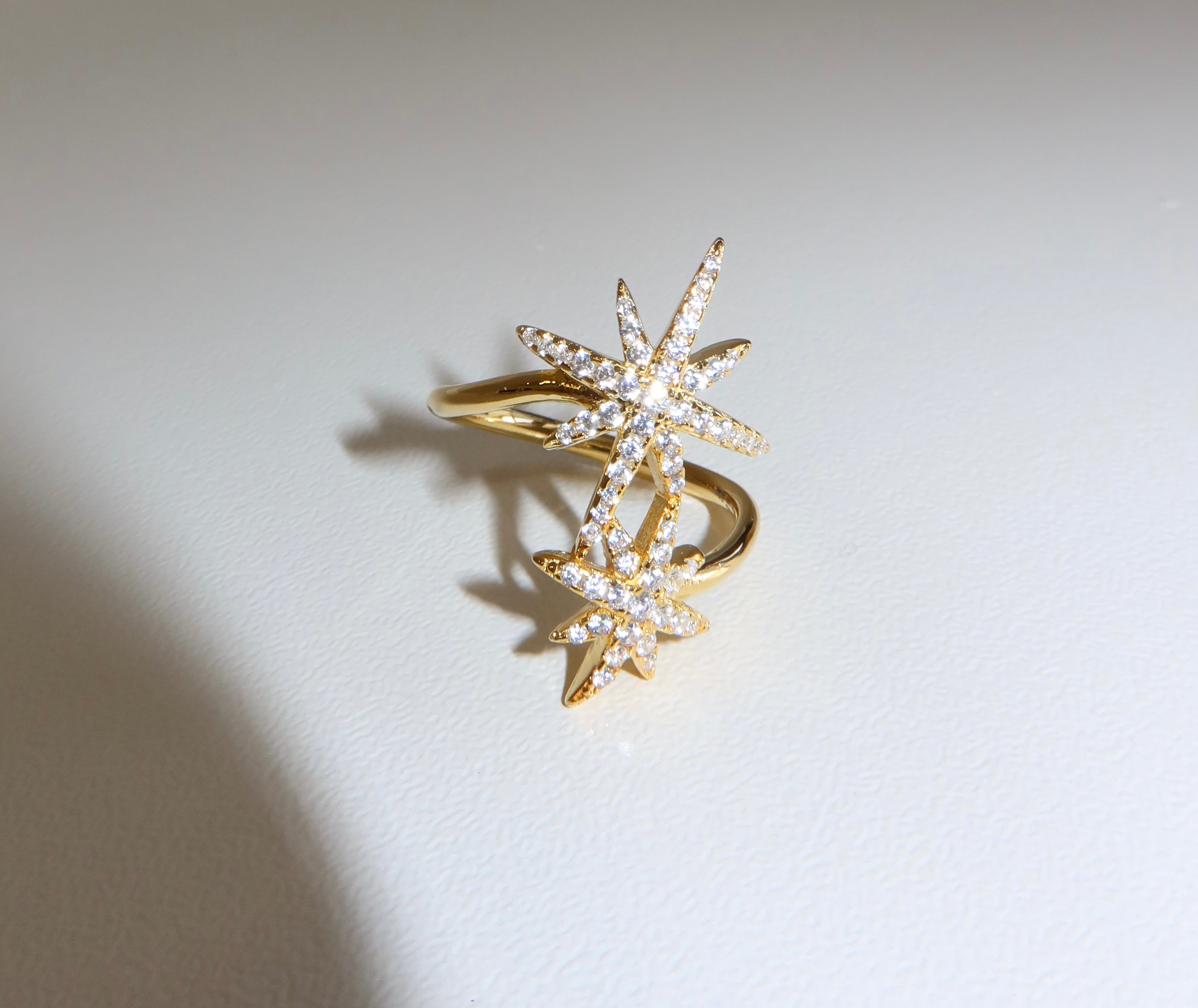 Anello Doppia Stella Luminosa